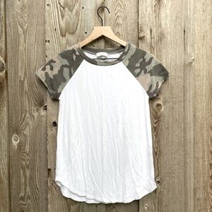 Riah Fashion Women’s Camo Raglan Tunic Baseball T-Shirt Size Small